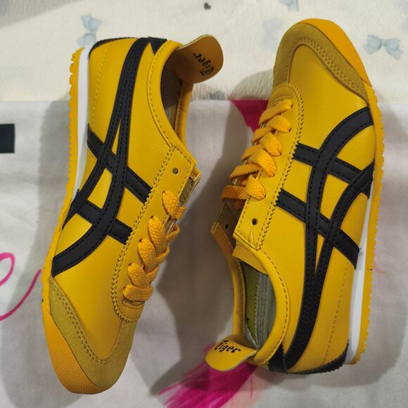 Onitsuka Tiger Bright Yellow Leather Patchwork Retro Sneakers - Picture 4 of 7